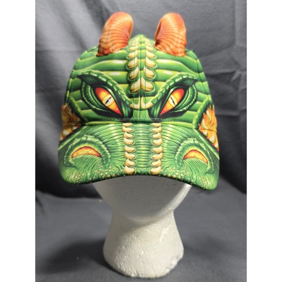 Monster Jam Dragon Baseball Cap Hat Green Orange Horns Adjustable Kids - Picture 1 of 8